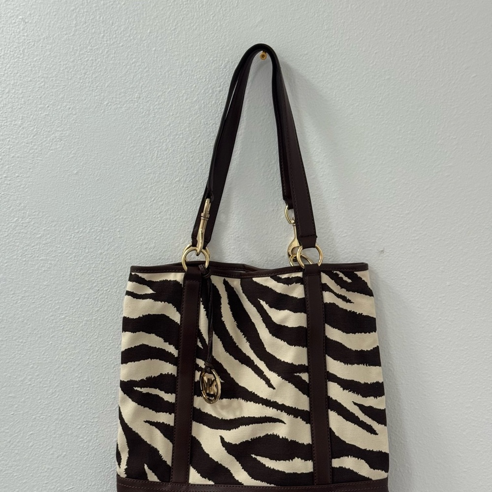 Michael Kors Black and Cream Zebra Tote